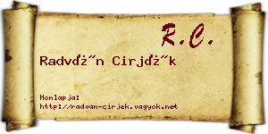 Radván Cirjék névjegykártya